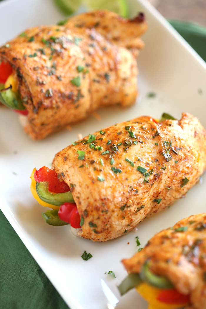 Baked Chicken Fajita Roll-Ups - Eat Yourself Skinny