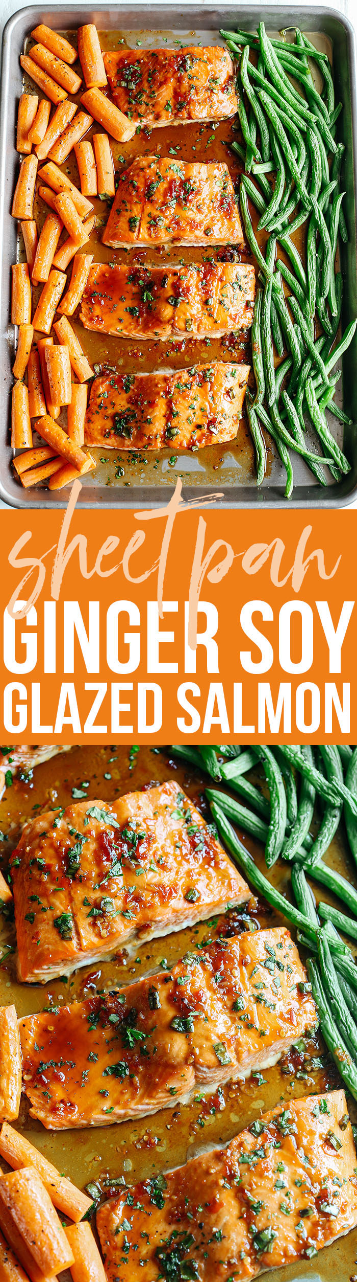 This Sheet Pan Ginger Soy Glazed Salmon makes the perfect weeknight dinner that’s quick, healthy and easily made all on one pan!