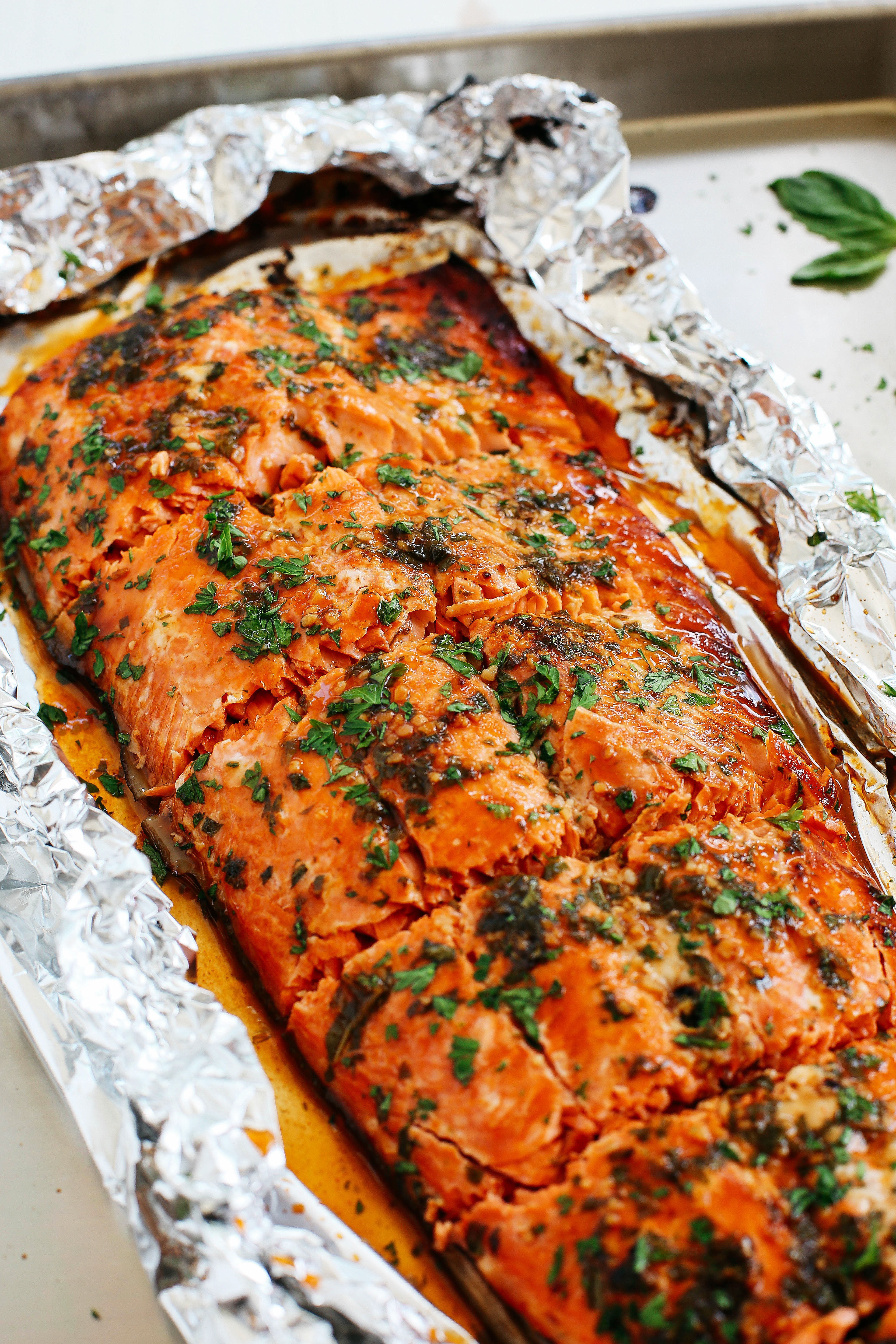 This delicious Ginger Basil Salmon in Foil is the perfect weeknight dinner that's healthy, easy to prepare, and ready in just 20 minutes!