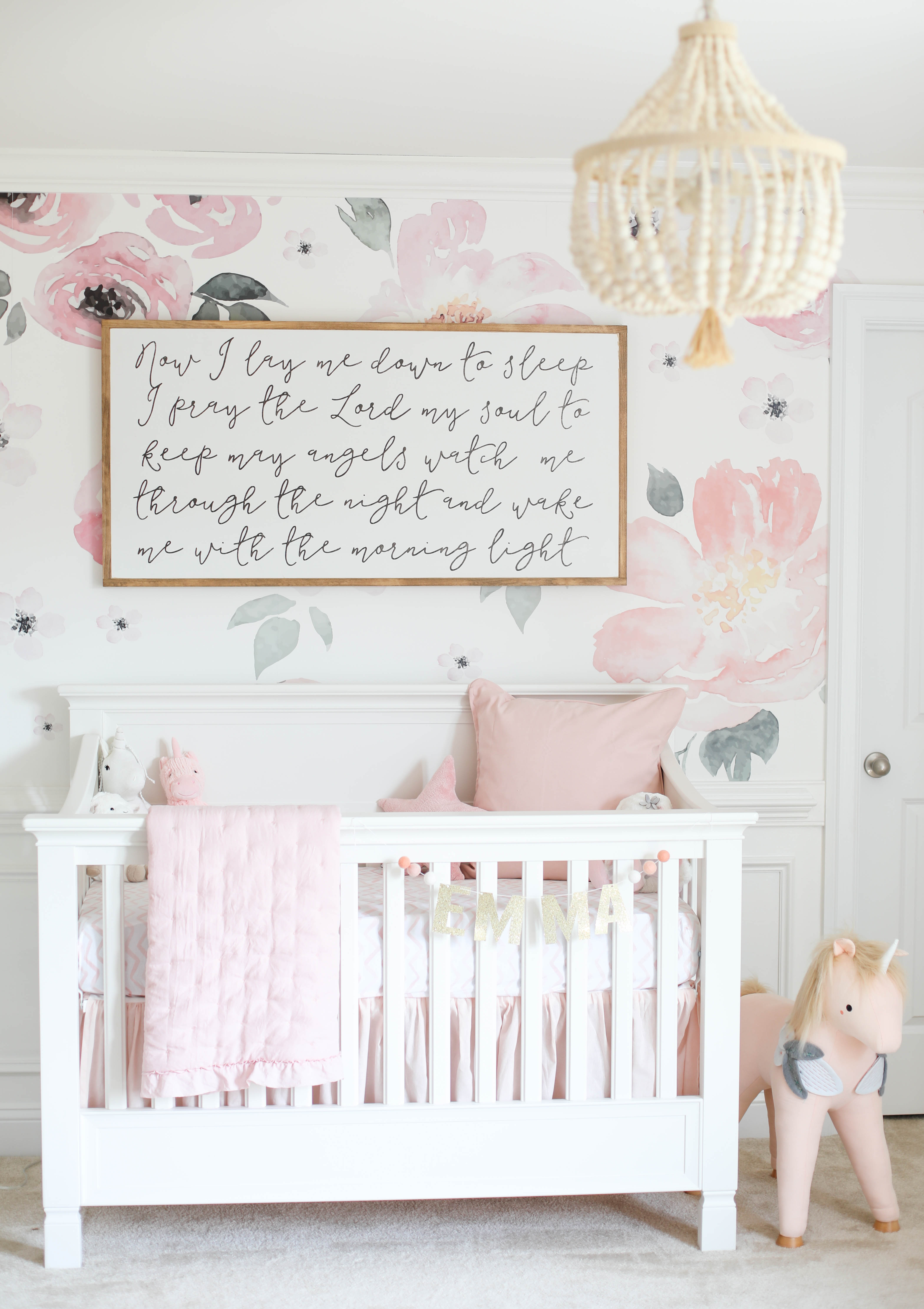 Baby Emma's pink floral nursery