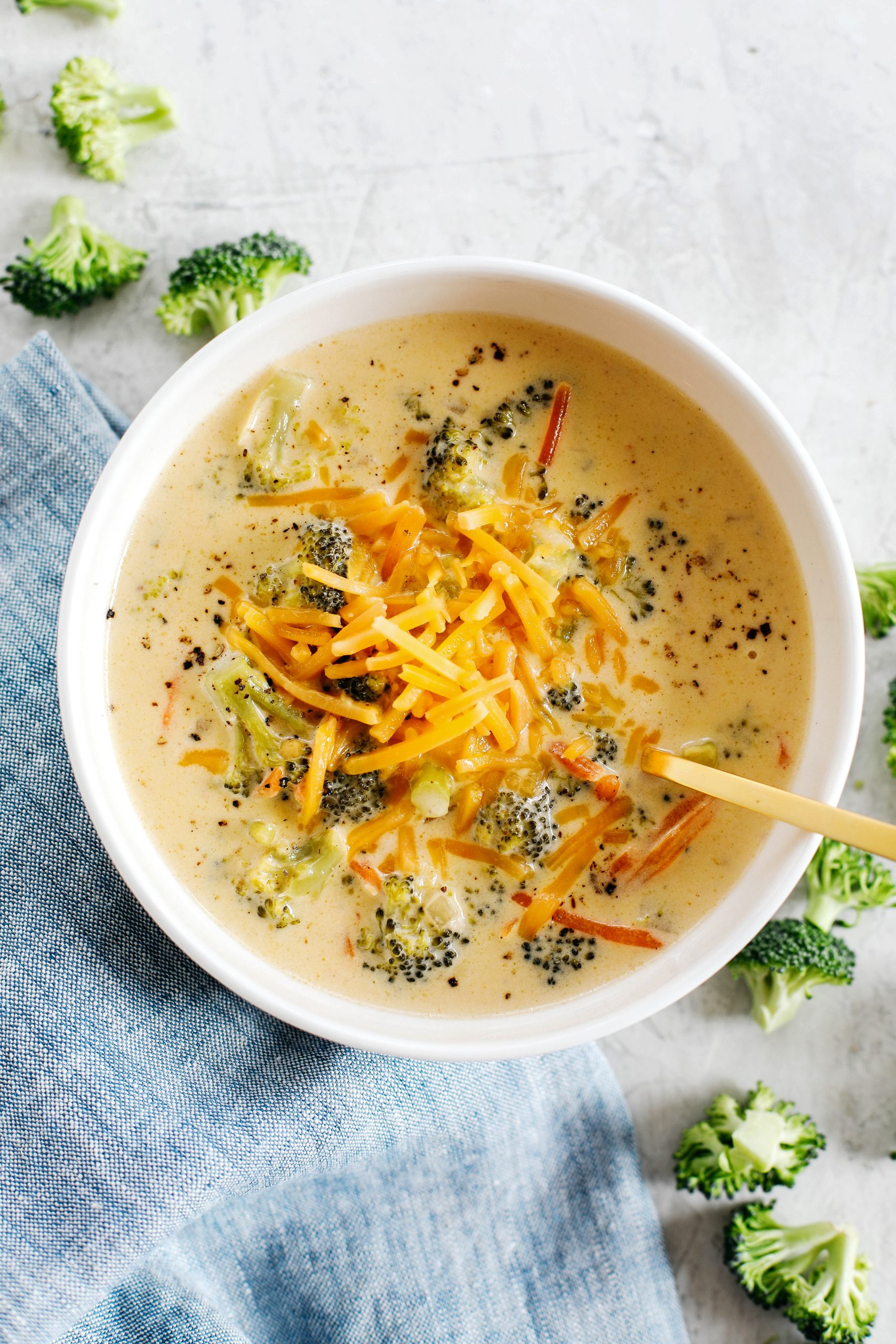 This Creamy Broccoli Cheddar Soup makes the perfect low carb comfort dish that is delicious, packed with veggies and made all in one pot in under 30 minutes!
