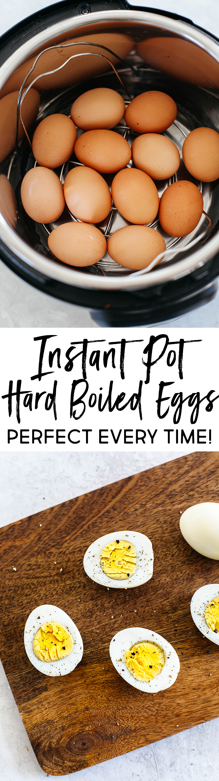 Perfectly cooked hard boiled eggs in the Instant Pot that are easy to peel and ready in just 15 minutes!  Hands down the easiest method and perfect for meal prep!