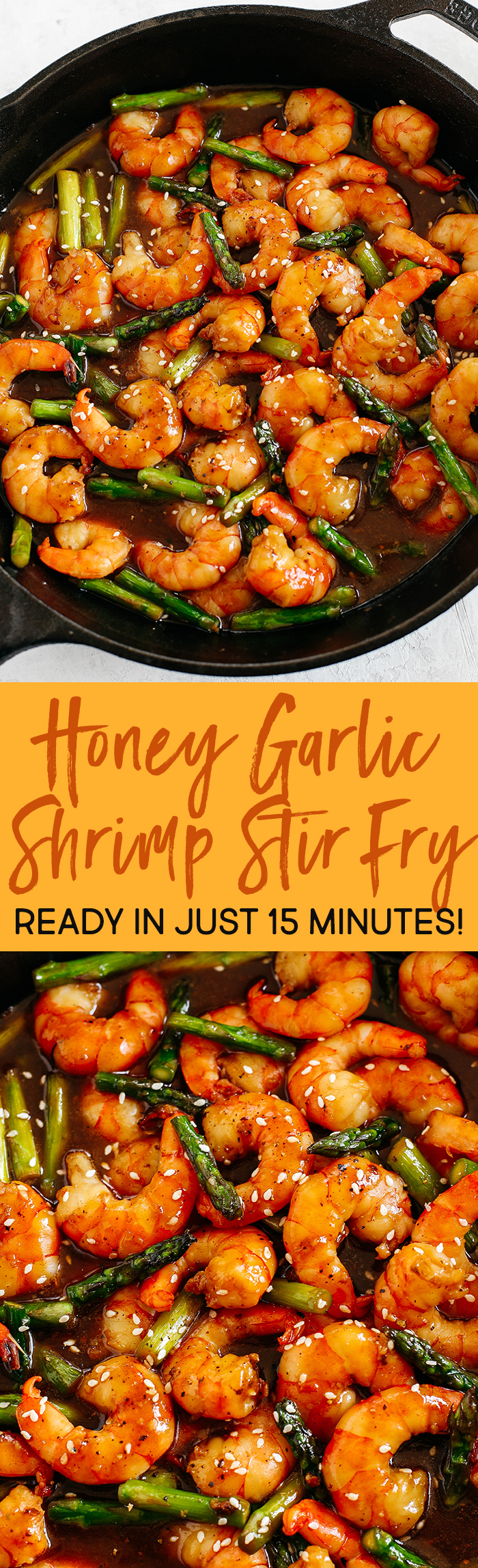 This EASY 15 minute Honey Garlic Shrimp Stir Fry is the perfect weeknight meal that is healthy, flavorful and easily made all in one pan!