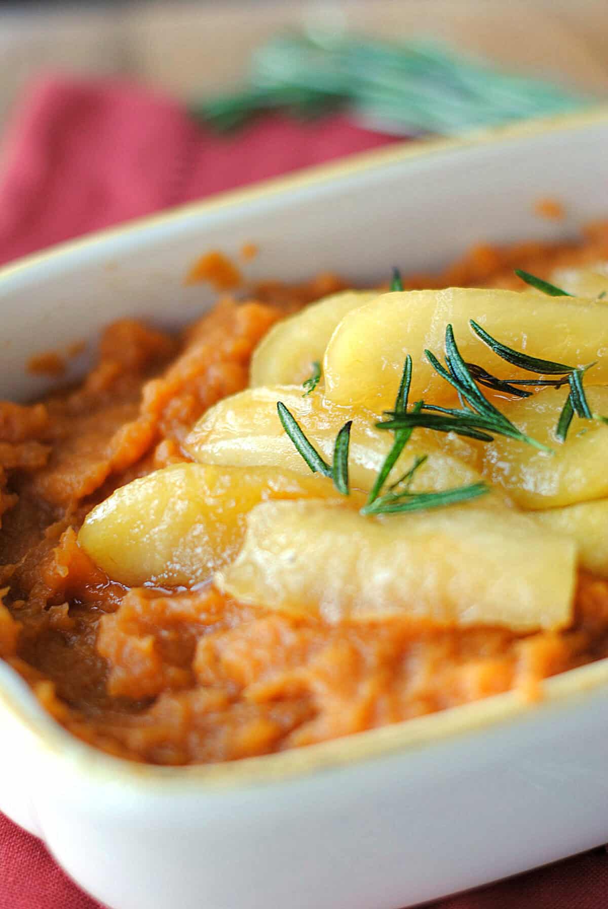 Mashed Sweet Potatoes with Sautéed Apples
