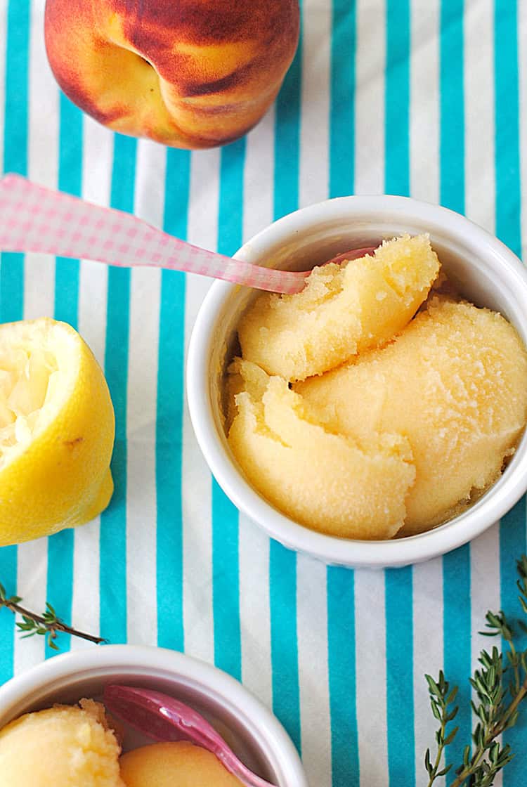 Sparkling Peach and Thyme Sorbet