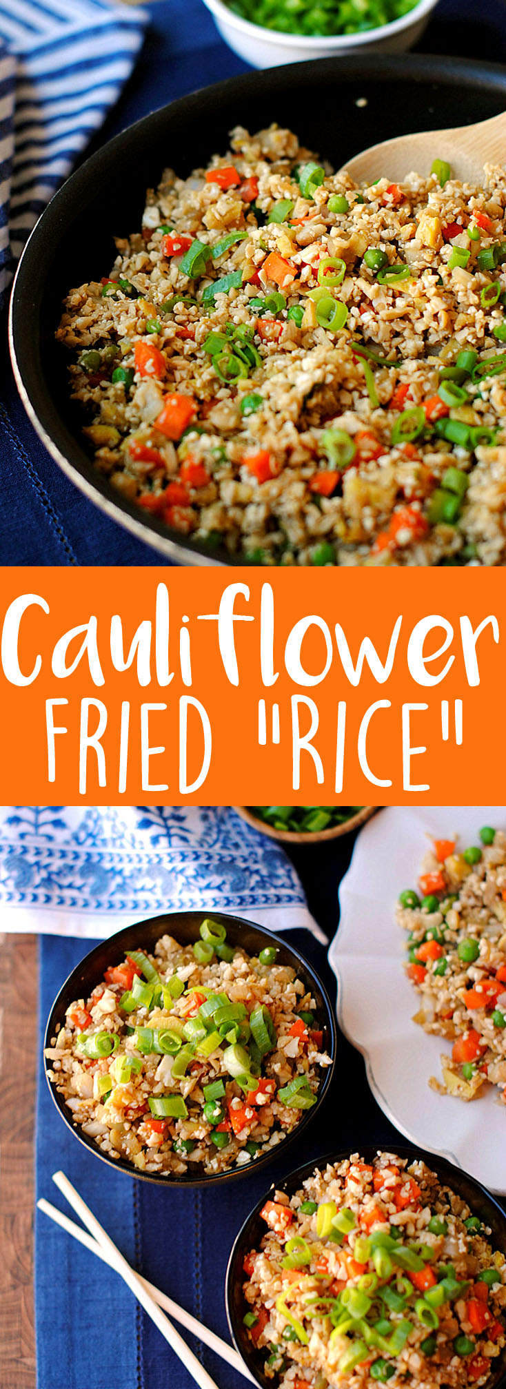 {Healthy} Cauliflower Fried Rice  <div><h2>Healthy Cauliflower Fried Rice</h2><div><p>Jump to Recipe</p><p><em>This Healthy Cauliflower Fried Rice tastes just as delicious as your typical take-out favorite, but without all the calories and carbs!  This dish is packed with veggies and easily made in just 15 minutes!</em></p><p><img src=