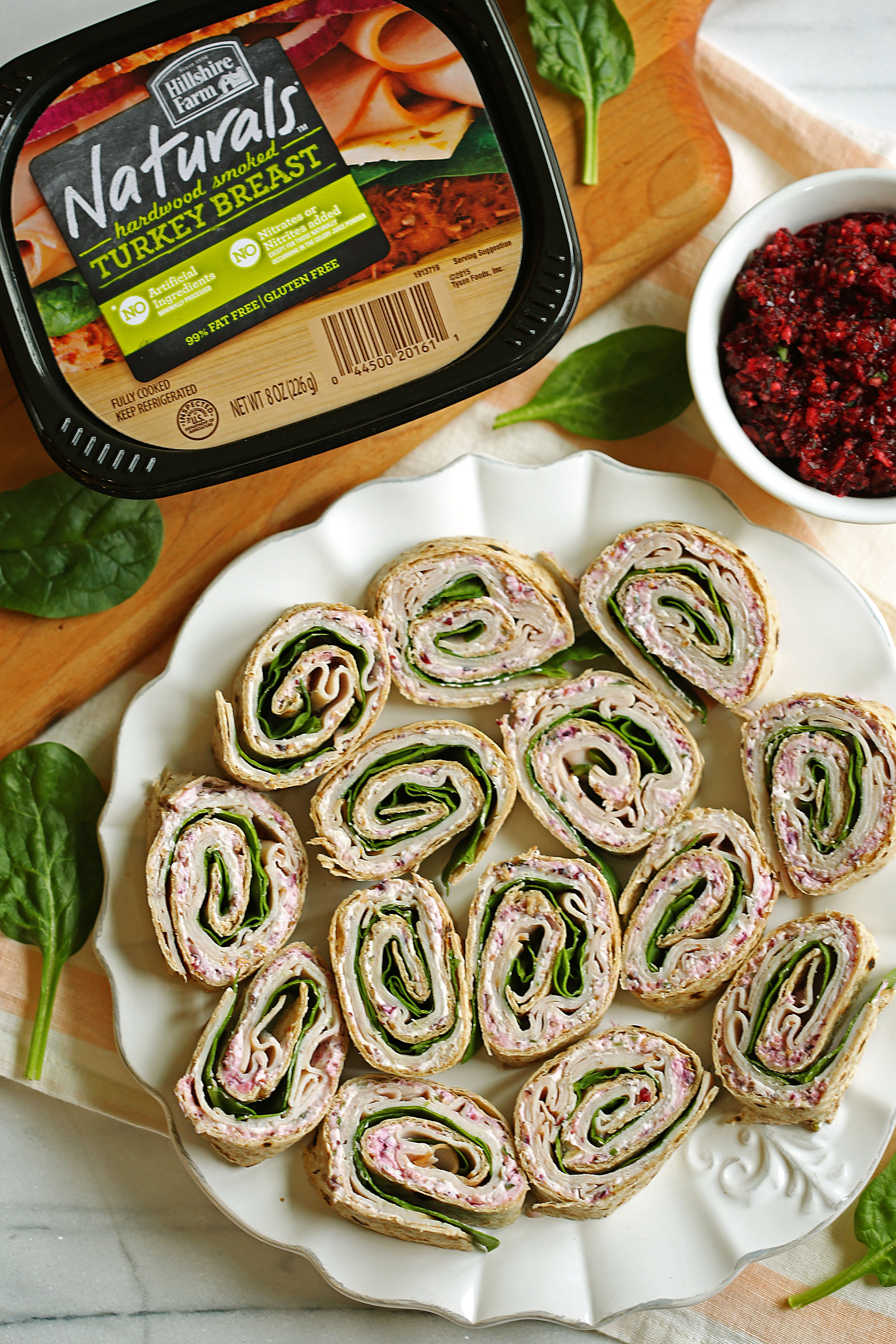 Healthy Turkey Pinwheels with Cranberry Spread | Eat Yourself Skinny