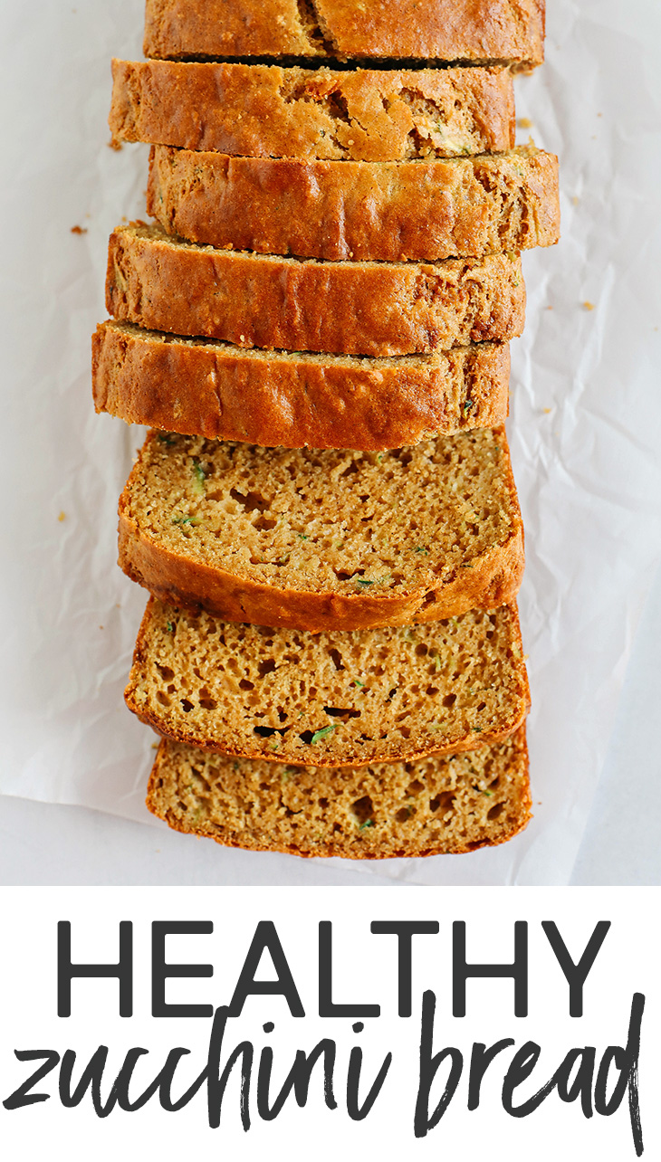 This Healthy Zucchini Bread is moist, fluffy, and made healthier with whole wheat flour, Greek yogurt, shredded zucchini and zero butter or refined sugar.  Perfect for breakfast or an easy snack!