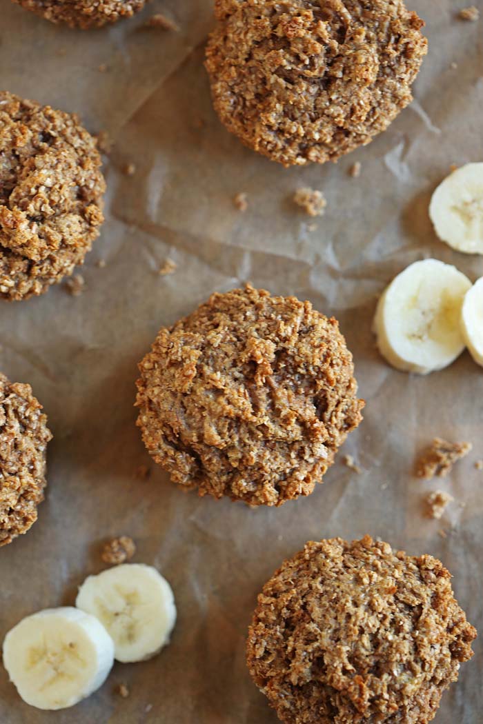 These super moist Banana Nut Bran Muffins are healthy, easy to make and are perfect to grab on-the-go for an easy, nutritious breakfast! eat-yourself-skinny.com