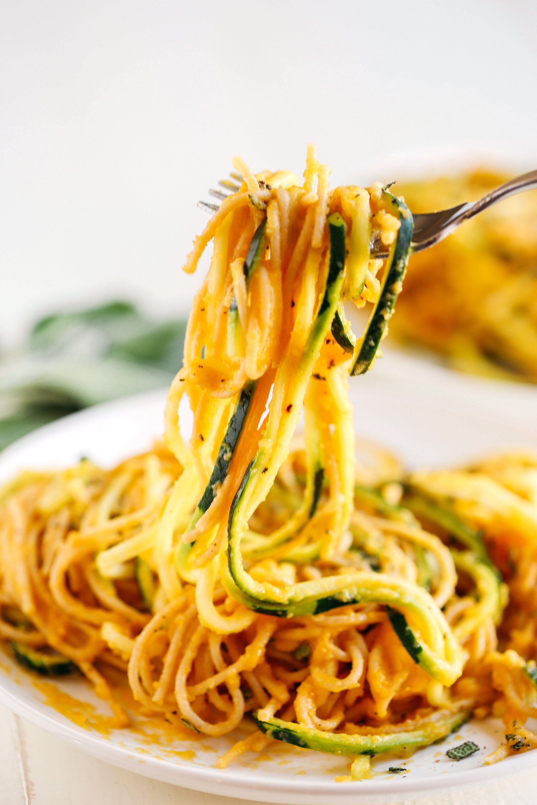 Butternut Squash & Sage Spaghetti with Zucchini Noodles that is healthy, delicious and can easily be made in just 30 minutes using a few simple ingredients!