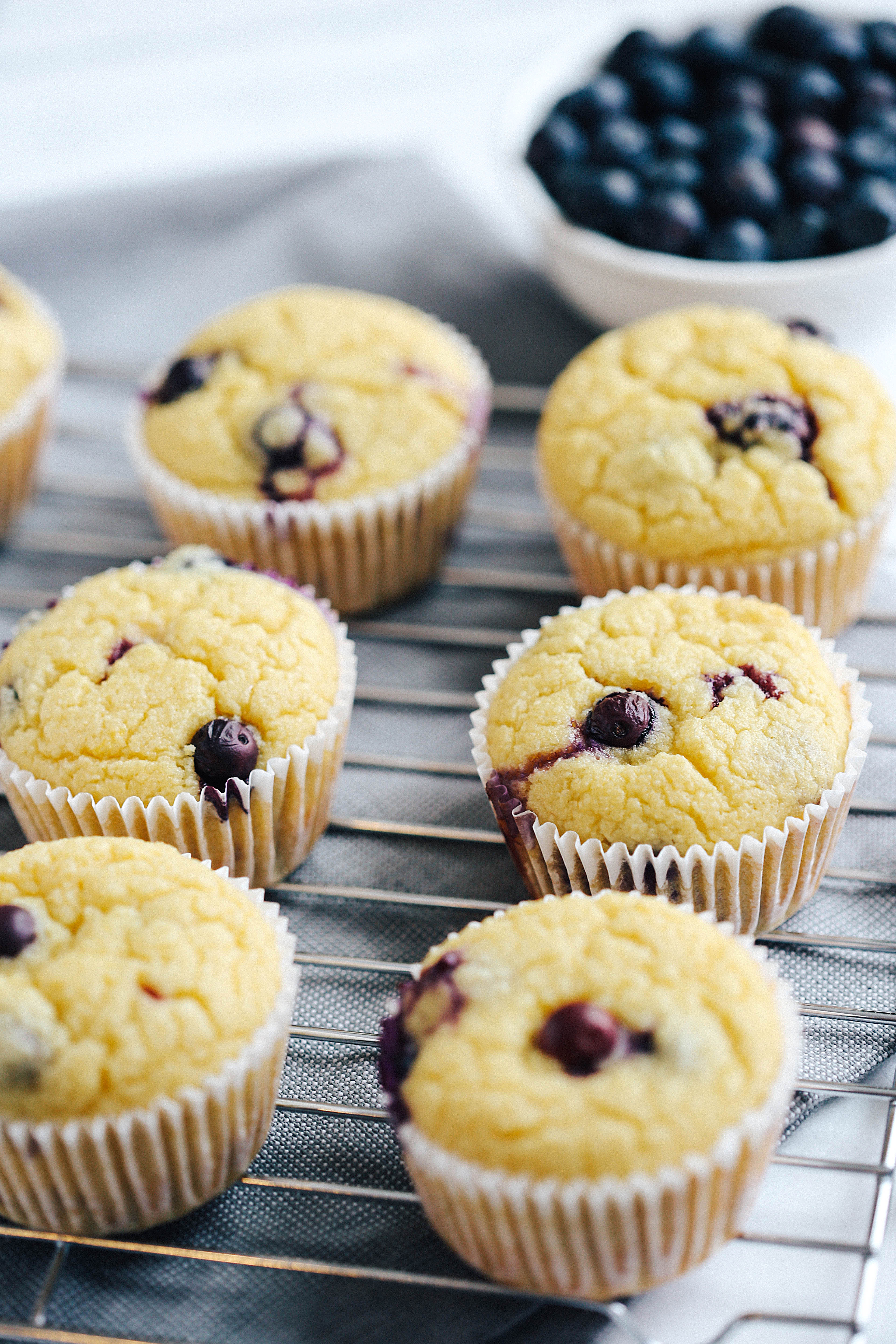 Healthy Lemon Blueberry Muffins that are moist, super fluffy and can easily be made in just minutes using your blender which makes clean up a breeze!