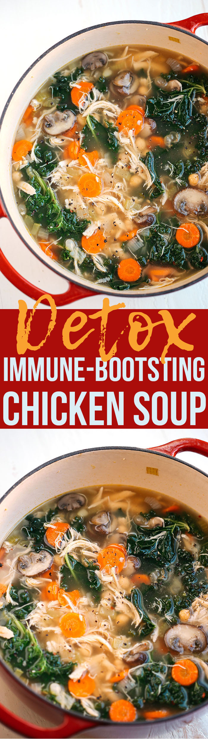 This Detox Immune-Boosting Chicken Soup is the perfect remedy for cold and flu season filled with tons of antioxidants that boost immunity and keep you warm all winter long!