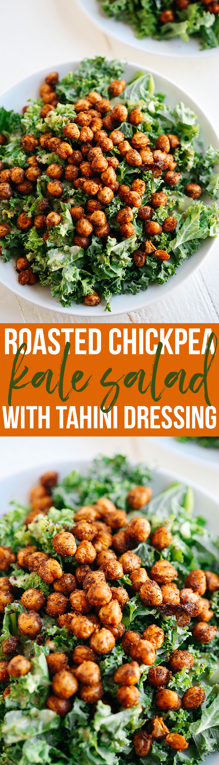 This Roasted Chickpea and Kale Salad with delicious creamy tahini dressing is hearty, healthy and full of so much flavor!