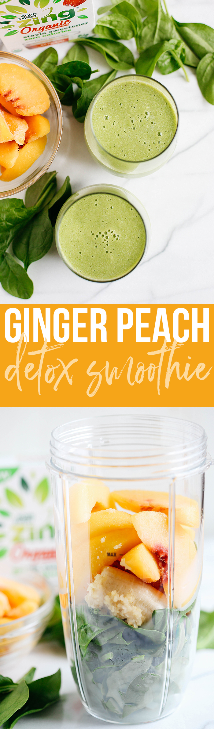 This delicious Ginger Peach Detox Smoothie is sweet, creamy and super refreshing! 