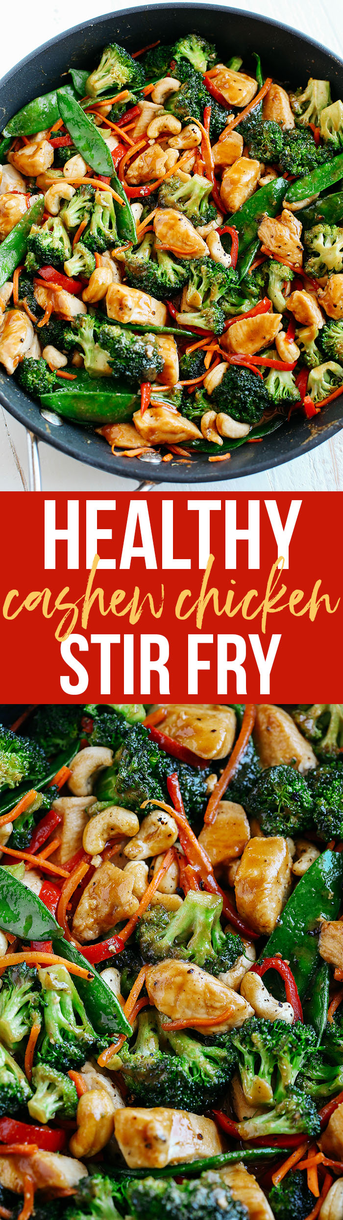 This EASY 20 minute One Skillet Cashew Chicken Stir Fry is the perfect weeknight meal that is healthy, full of flavor and perfect for your weekly meal prep!
