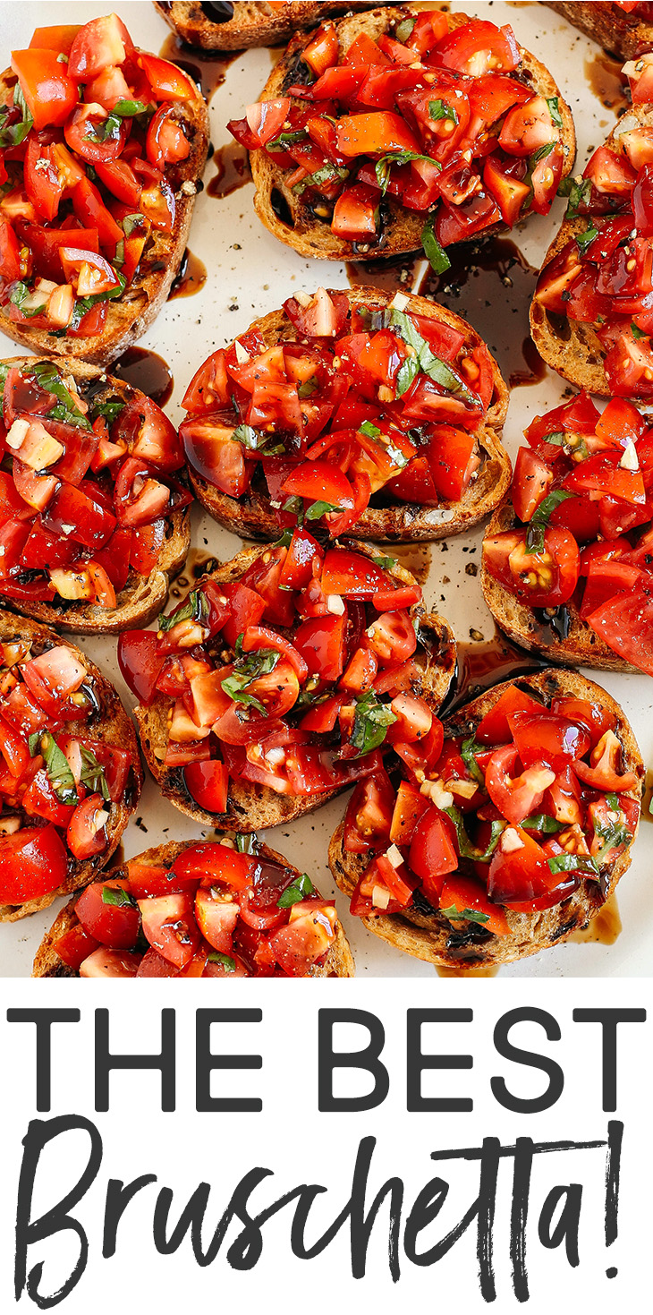 Fresh and delicious Tomato and Basil Bruschetta that is super flavorful, so easy to make and such a huge crowdpleaser when entertaining!  