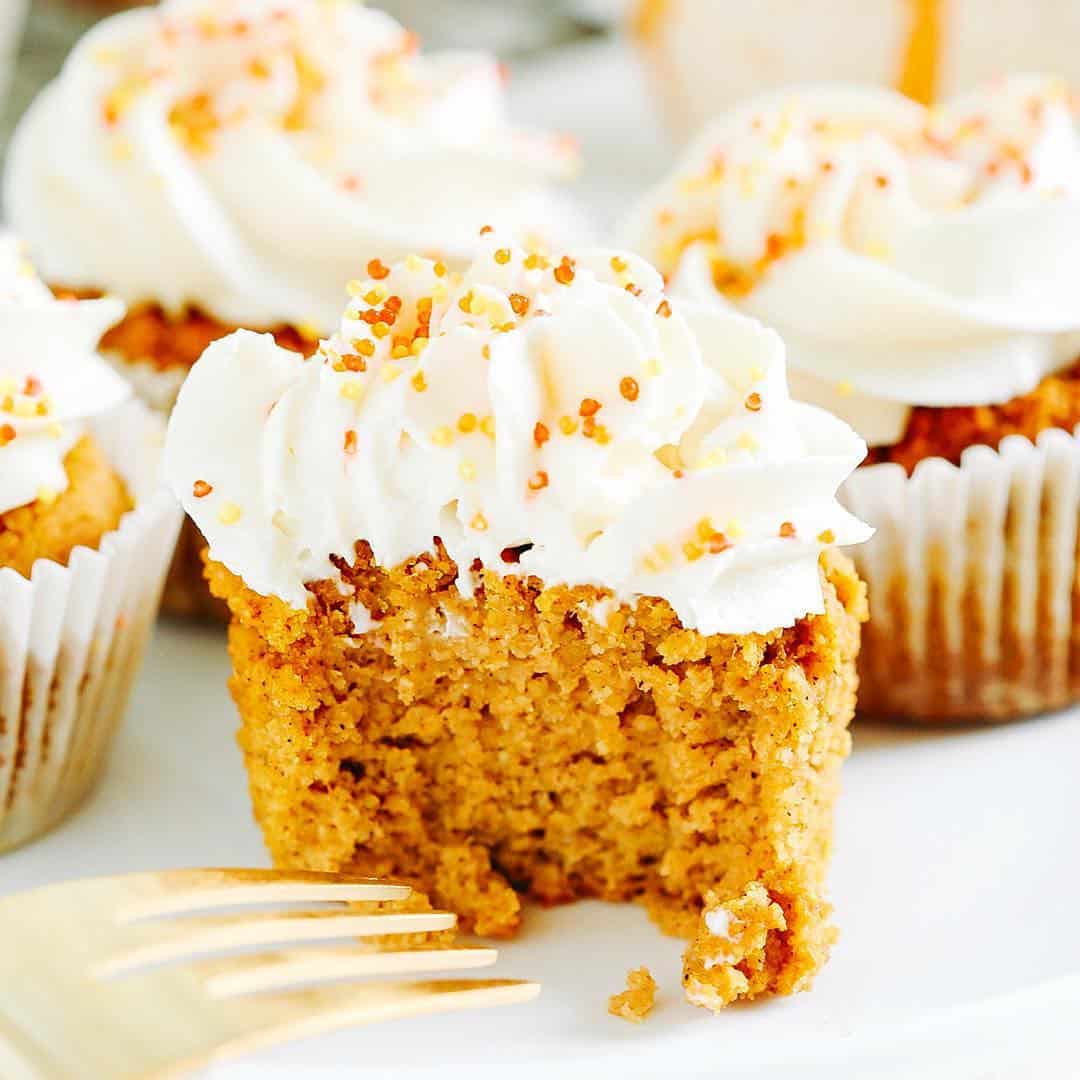 Pumpkin Spiced Cupcakes with Maple Cream Cheese Frosting