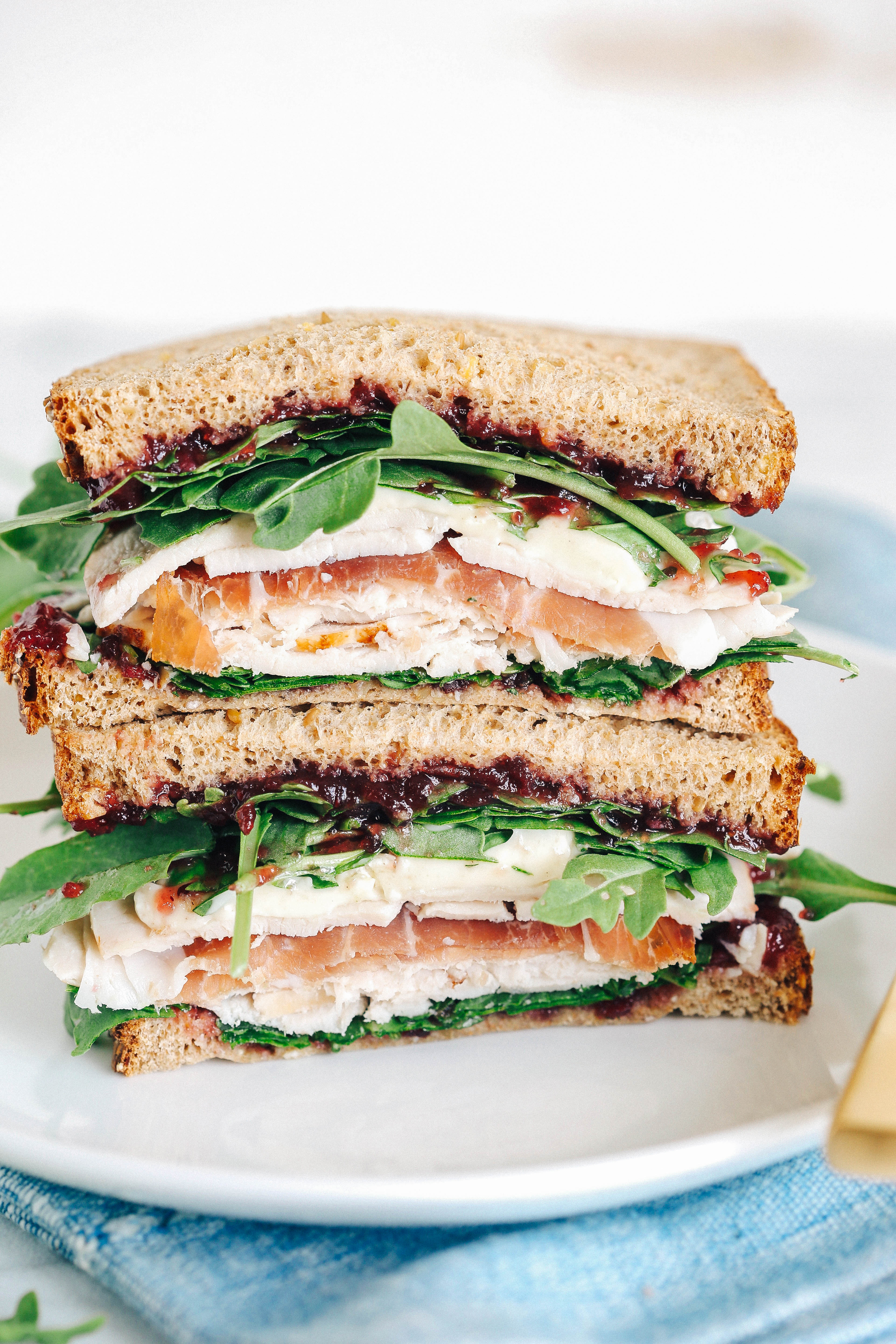 The ULTIMATE Thanksgiving leftover turkey sandwich elevated with delicious prosciutto, creamy brie and tangy cranberry sauce!