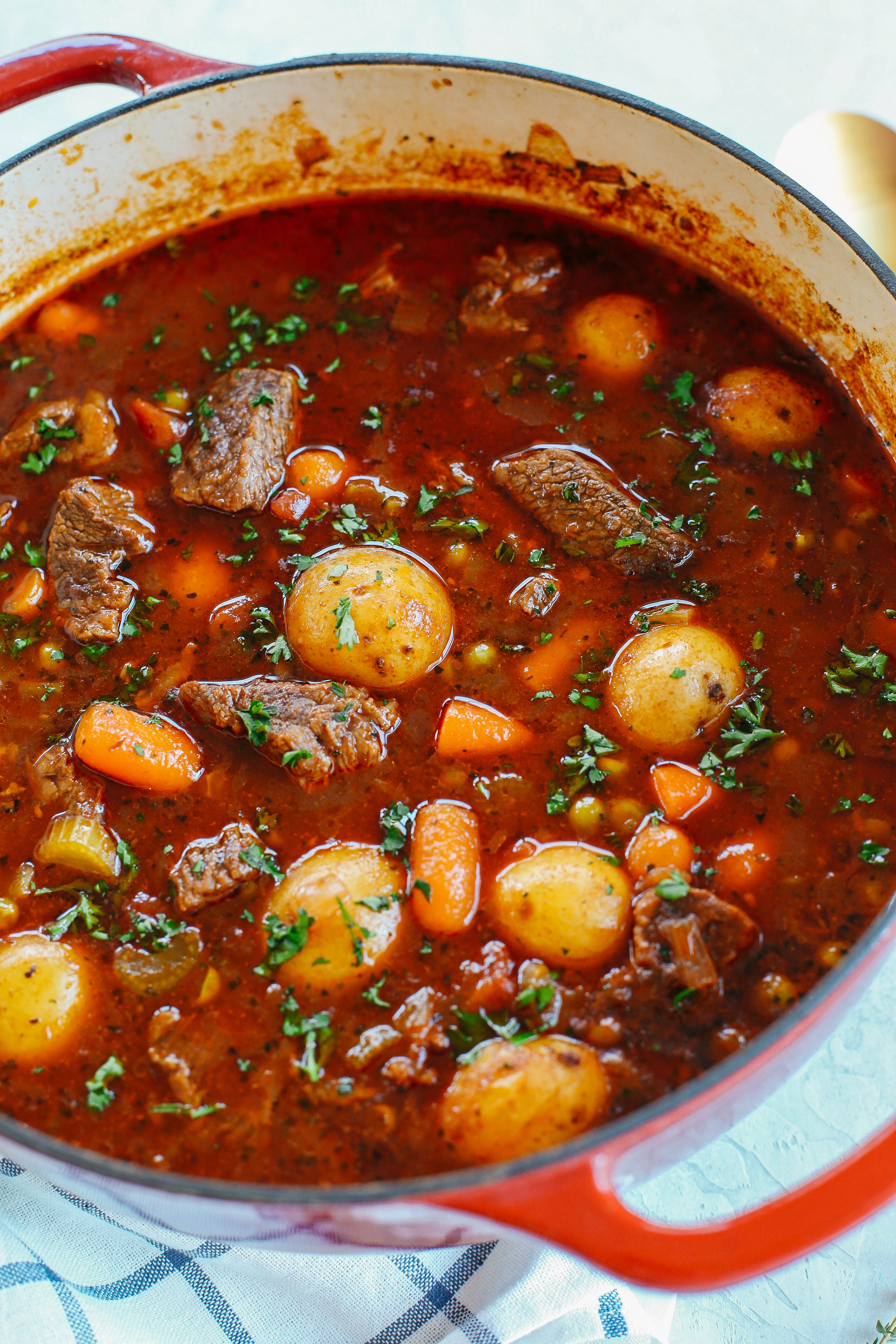 This classic hearty beef and tomato stew is true comfort food at its finest and can easily be made in your instant pot, slow cooker or right on the stove!