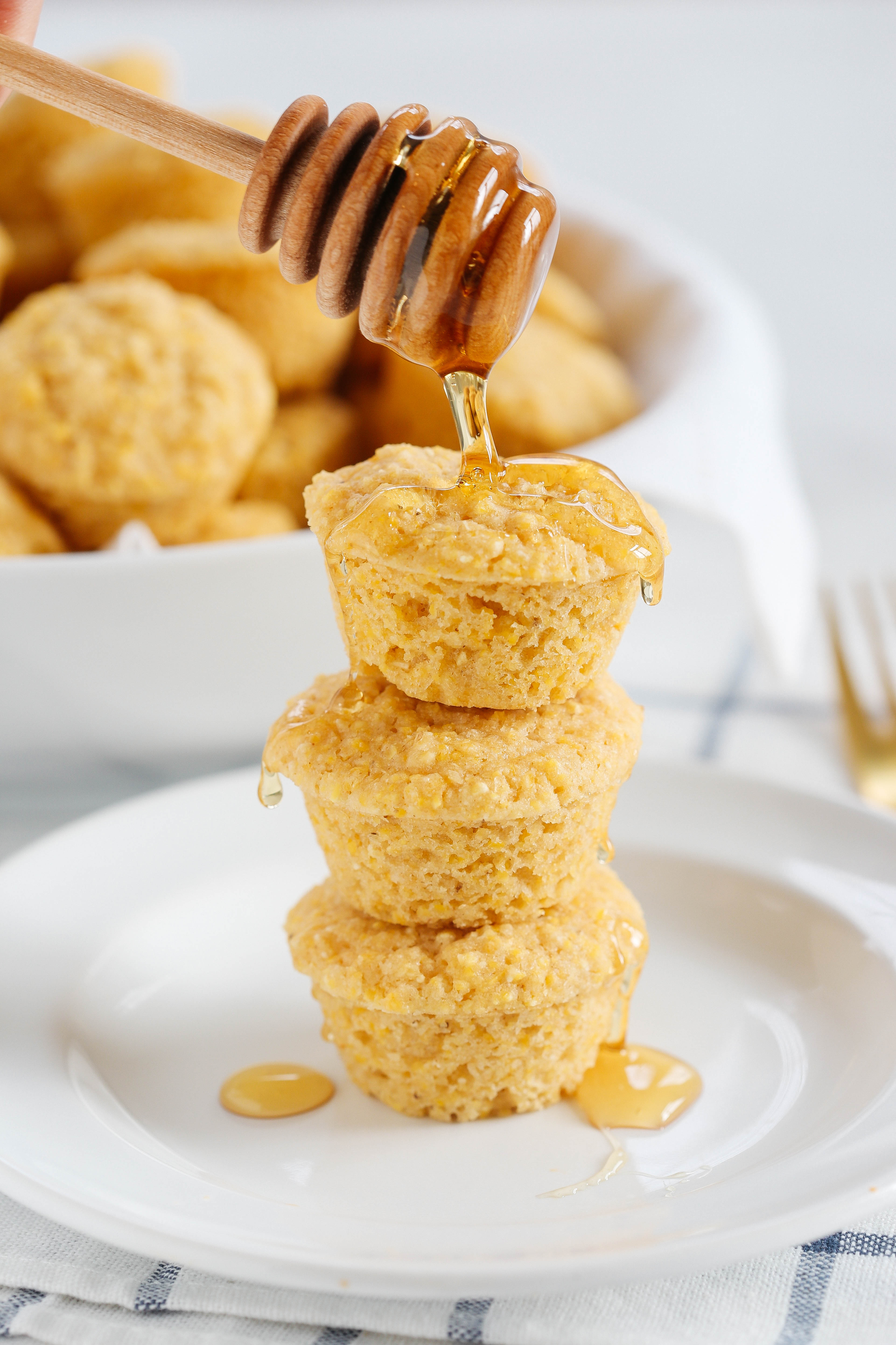 Moist and Fluffy Honey Cornbread Mini Muffins! #dairyfree #vegan 