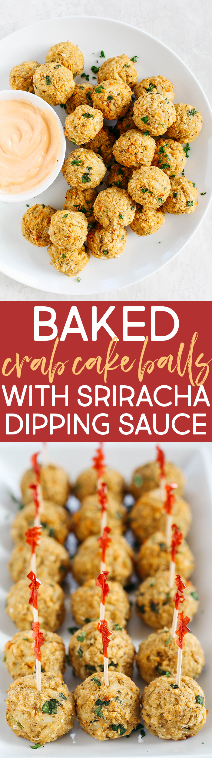 Baked Crab Cake Balls with Sriracha Dipping Sauce