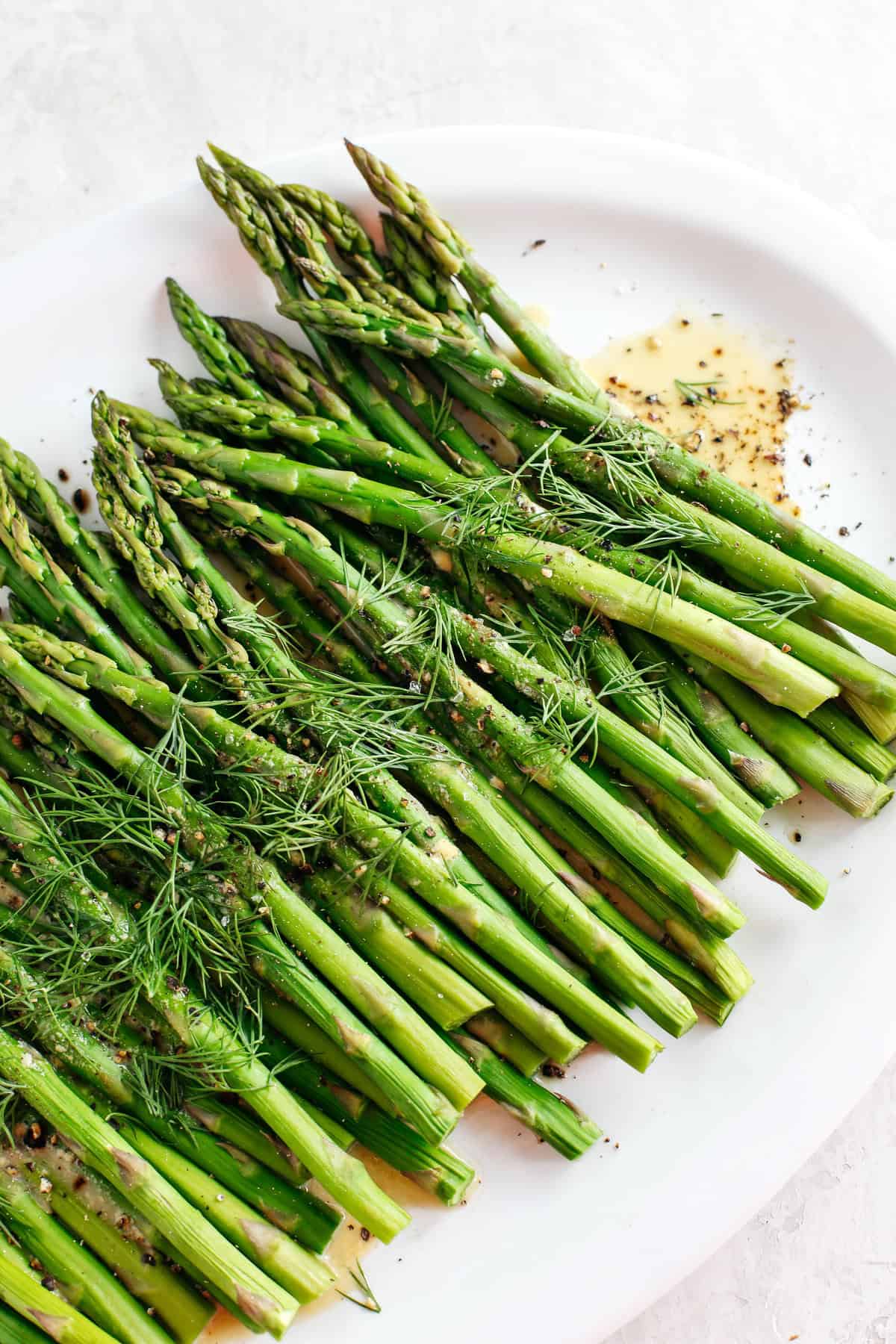 Baked Asparagus with Mustard Dill Sauce