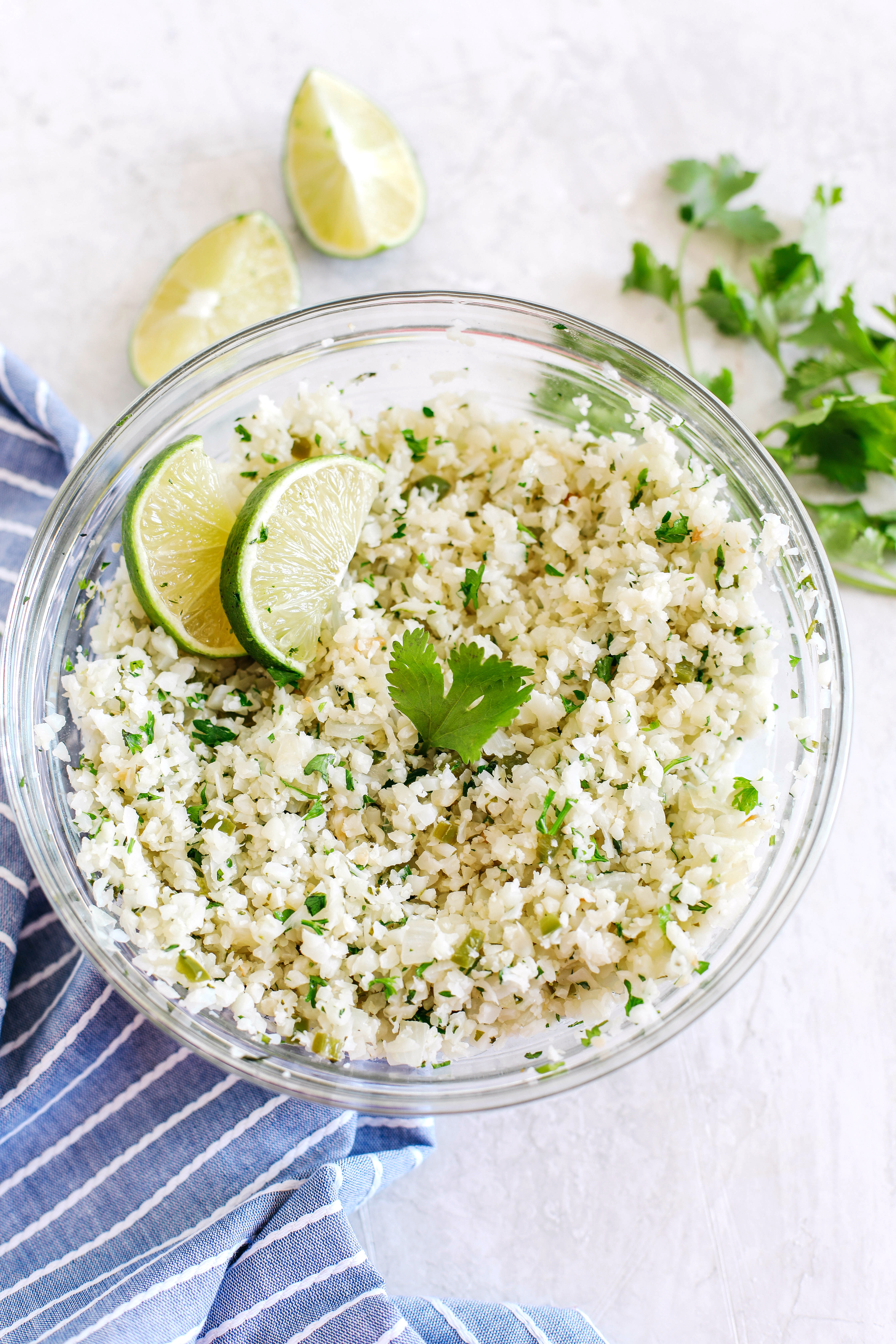This Cilantro Lime Cauliflower Rice is the perfect low carb side dish that is healthy, delicious and easily made in minutes with just a few simple ingredients!