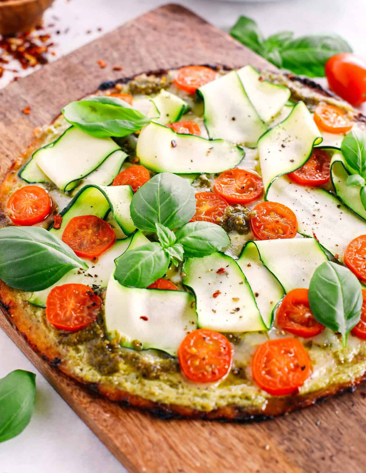 Garden Pesto Cauliflower Pizza