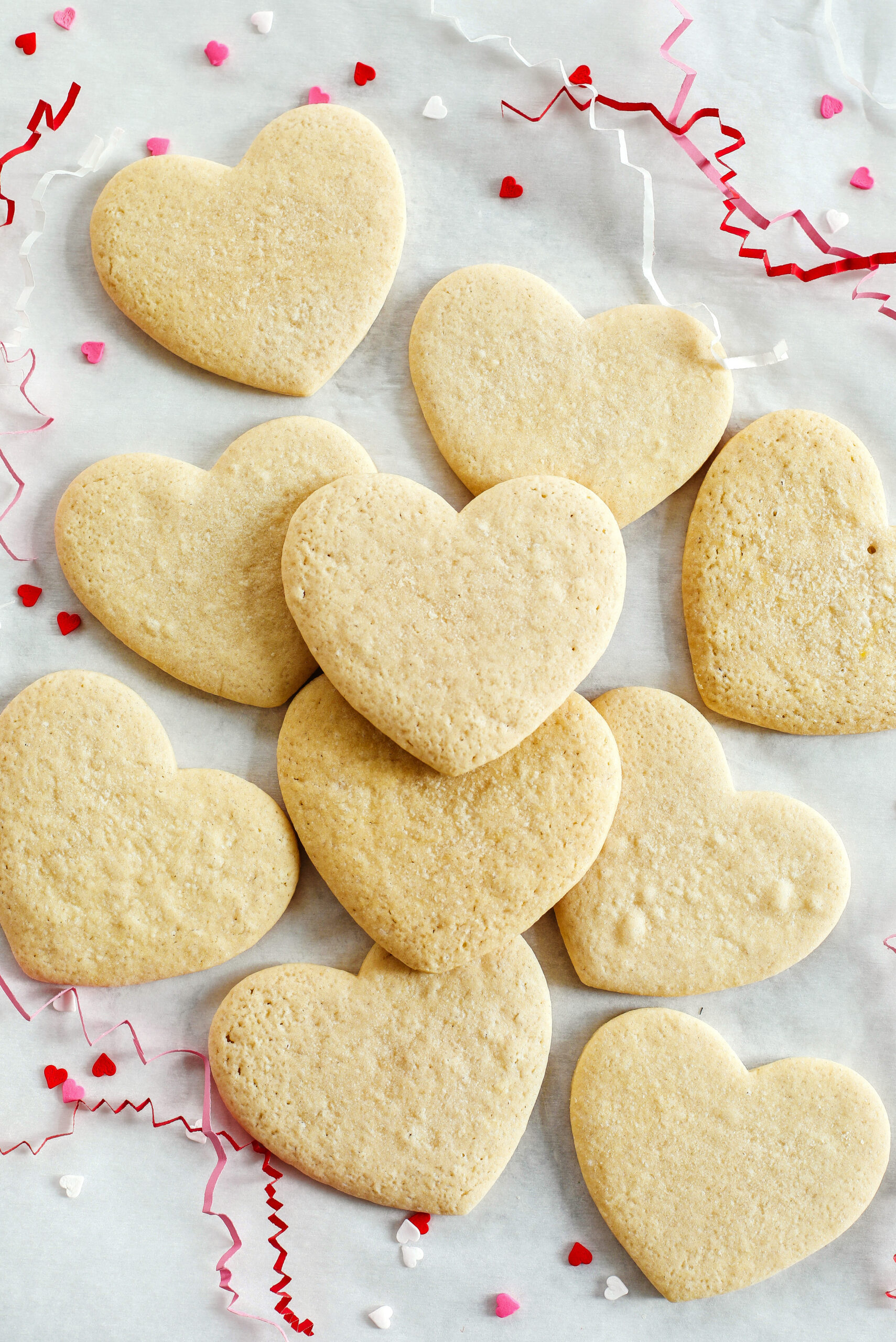 These Valentine's Day Grain-Free Sugar Cookies are soft on the inside and deliciously chewy on the outside!  Cut them into fun shapes and have fun decorating them for Valentine's Day!