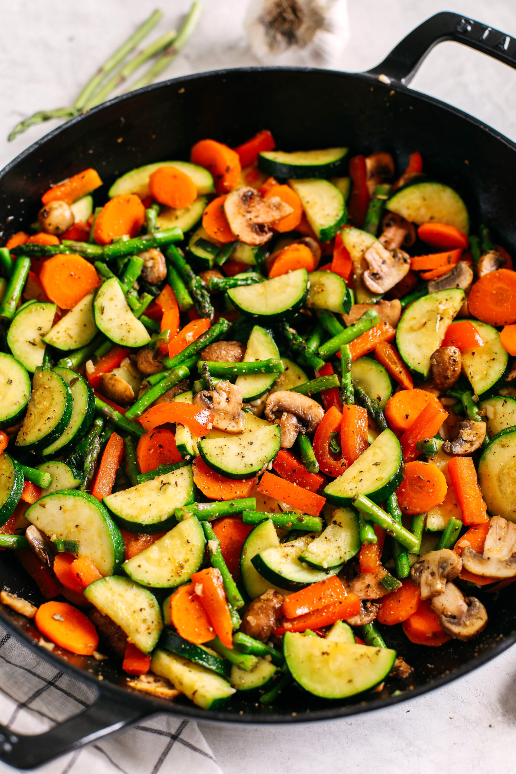 These flavorful Simple Sautéed Vegetables make the perfect healthy side dish that are seasoned to perfection and easily made in just 20 minutes!