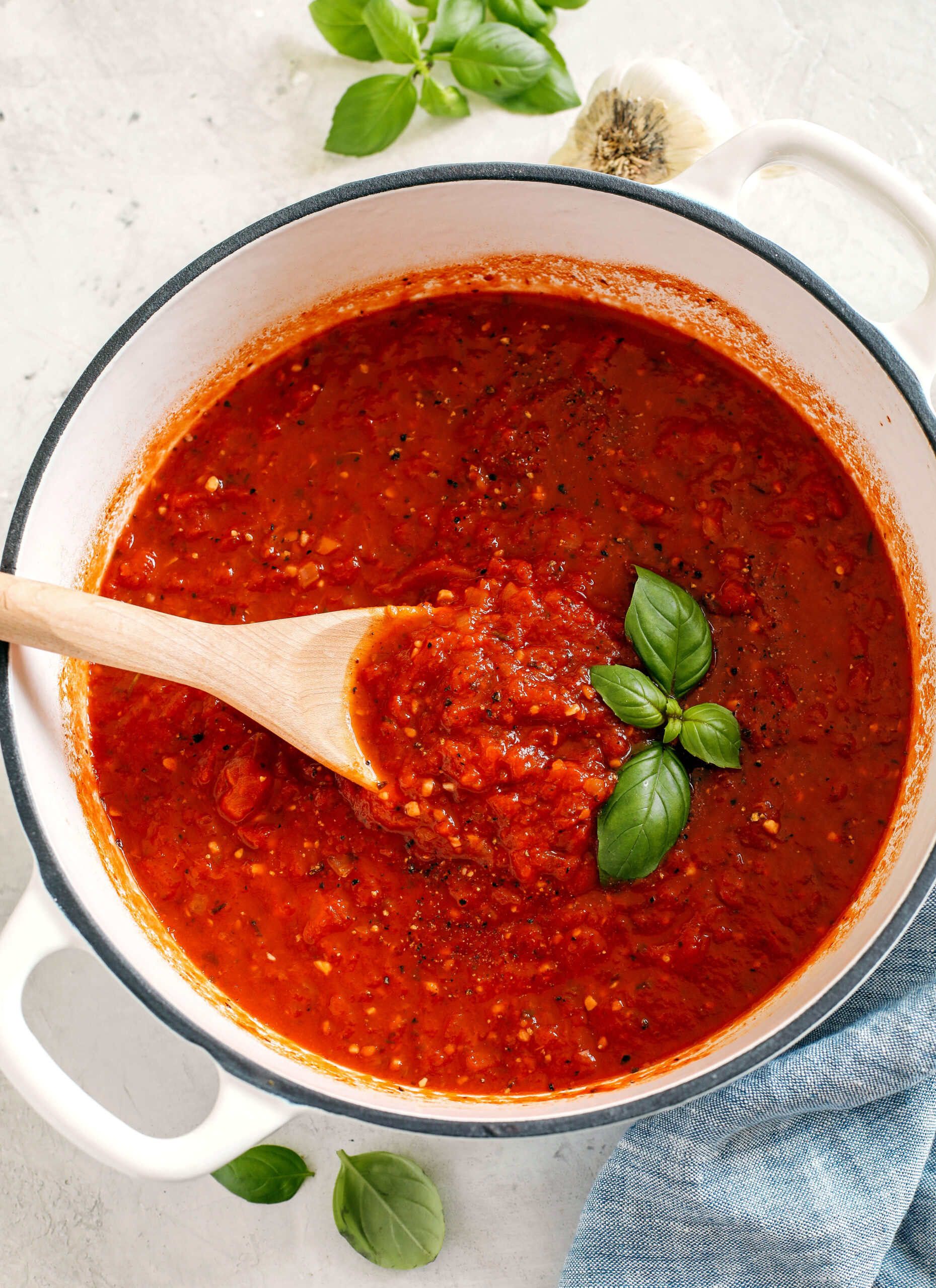 The most delicious homemade Simple Marinara Sauce made with San Marzano tomatoes, garlic, shallots and herbs. This is a family favorite and one I KNOW you’ll make time and time again!