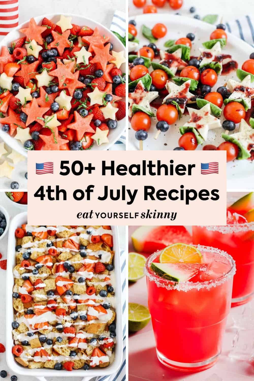 Celebrate the 4th of July holiday with over 50 of my favorite healthier recipes perfect for an all-American spread! Everything from fresh summer salads and grilled favorites to healthy sides, appetizers, and light desserts. Perfect for BBQs, cookouts, picnics, and holiday celebrations!