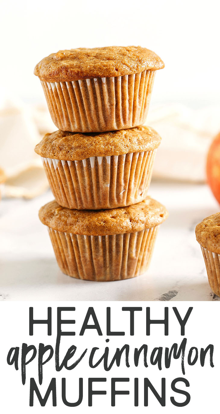 These Healthy Apple Cinnamon Muffins are moist, fluffy, and made healthier with whole wheat flour, Greek yogurt, and zero butter or refined sugar.  Loaded with delicious chunks of apple and warm spices for the perfect fall muffin!