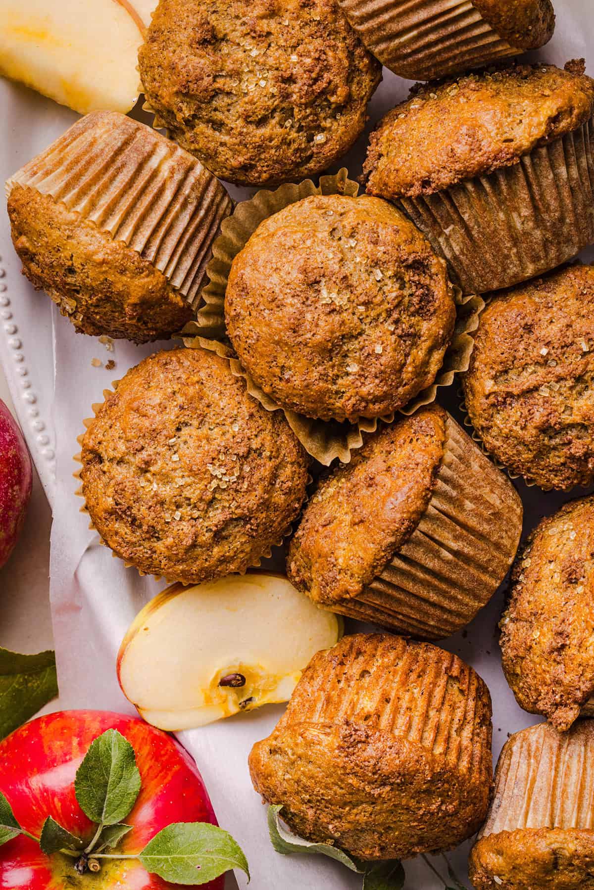 Healthy apple cinnamon muffins made with Greek yogurt and fresh apples