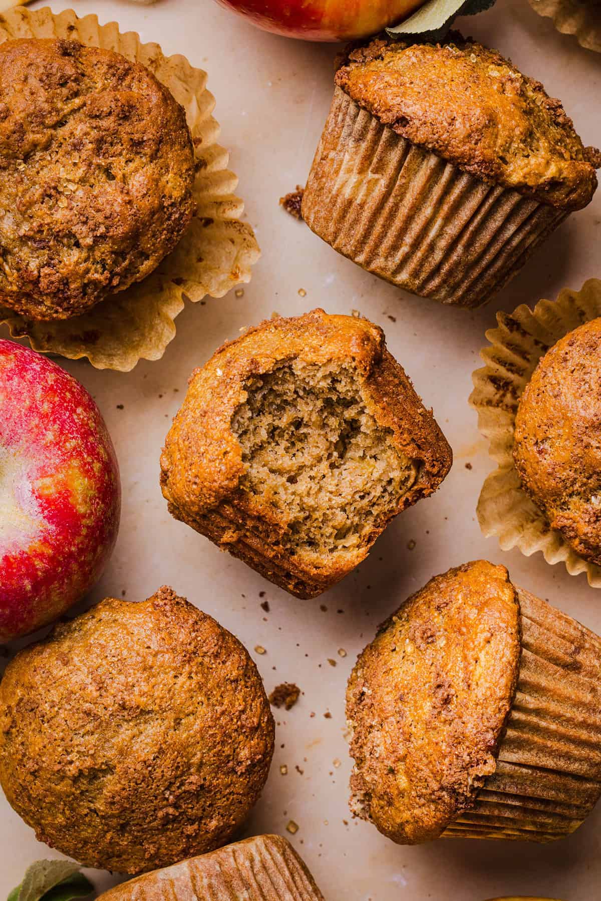 Healthy apple cinnamon muffins made with Greek yogurt and fresh apples
