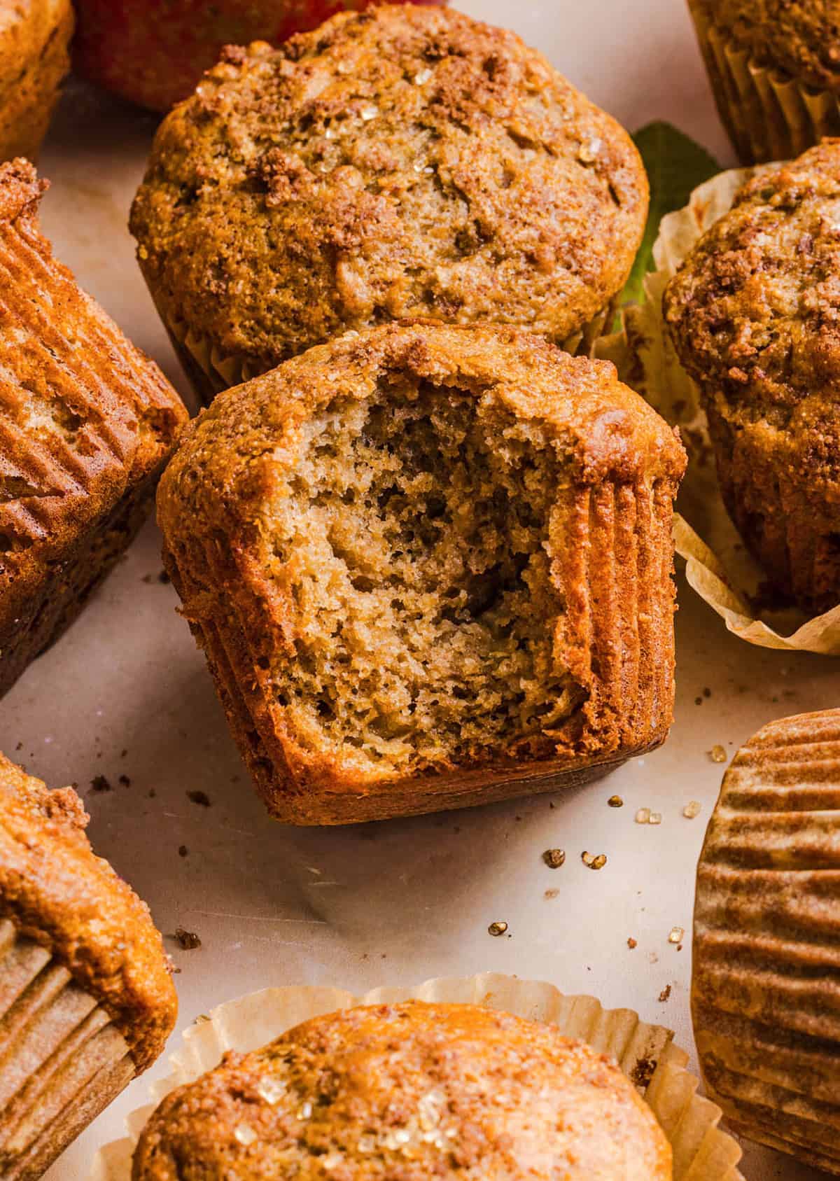 Healthy apple cinnamon muffins made with Greek yogurt and fresh apples