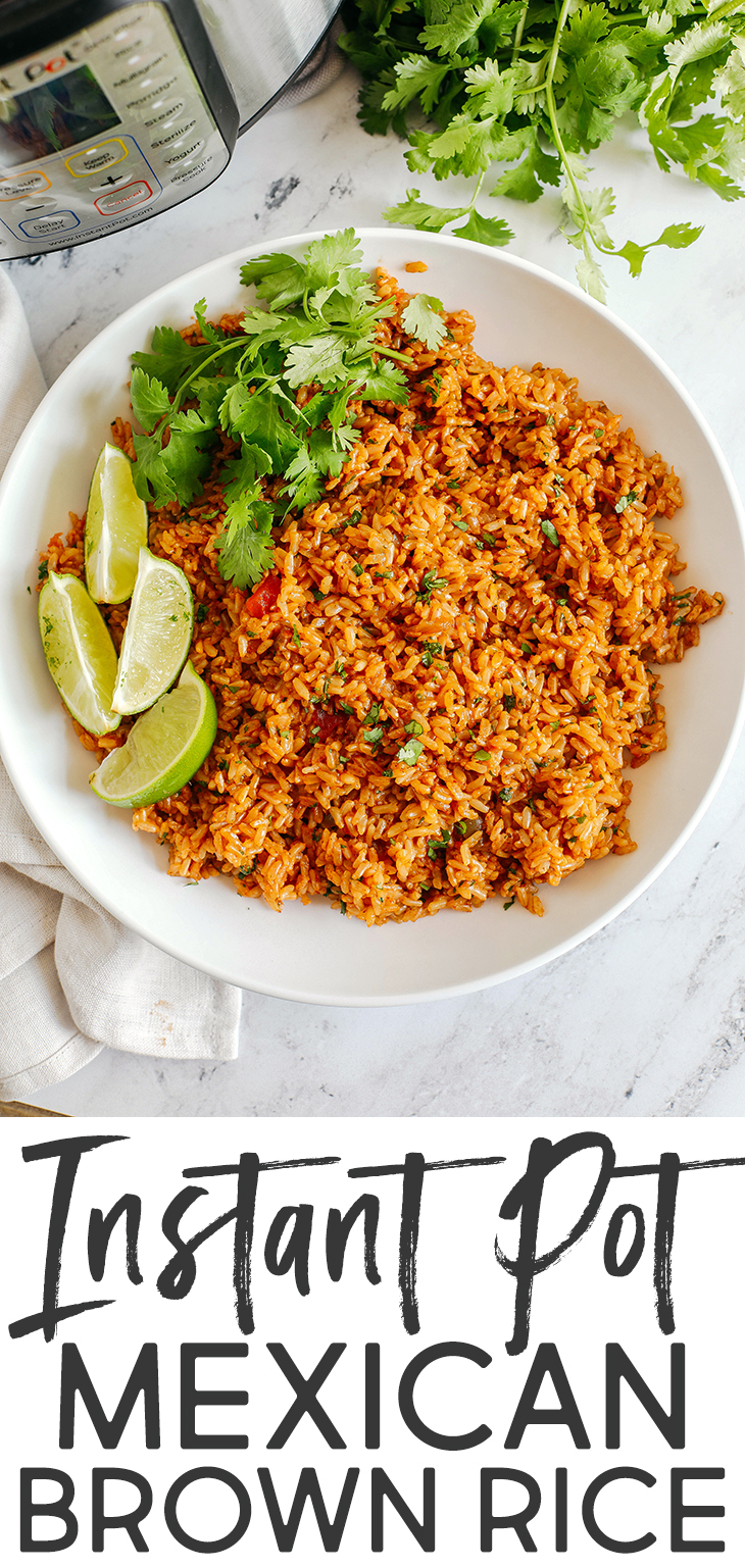 Super flavorful Mexican Brown Rice easily made right in your Instant Pot along with your favorite salsa for the perfect side dish that comes out fluffy and delicious every single time!