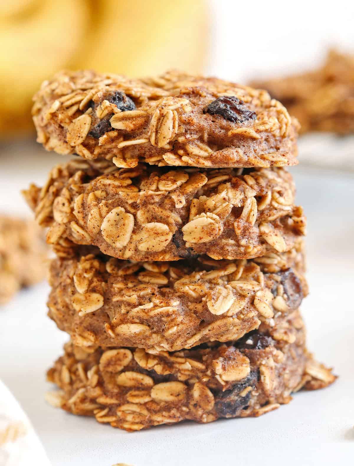 Healthy banana oatmeal breakfast cookies made with wholesome ingredients