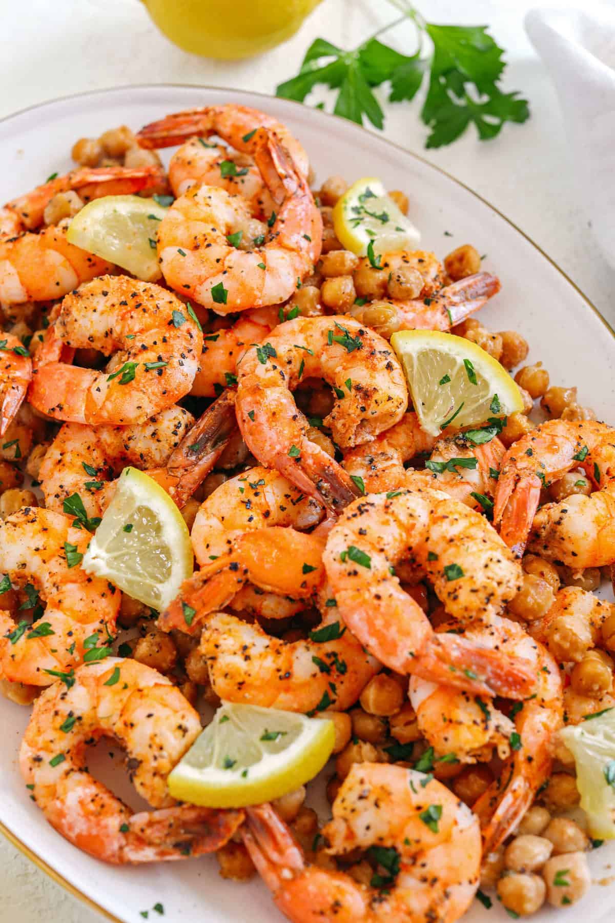 Lemon Garlic Shrimp with Chickpeas