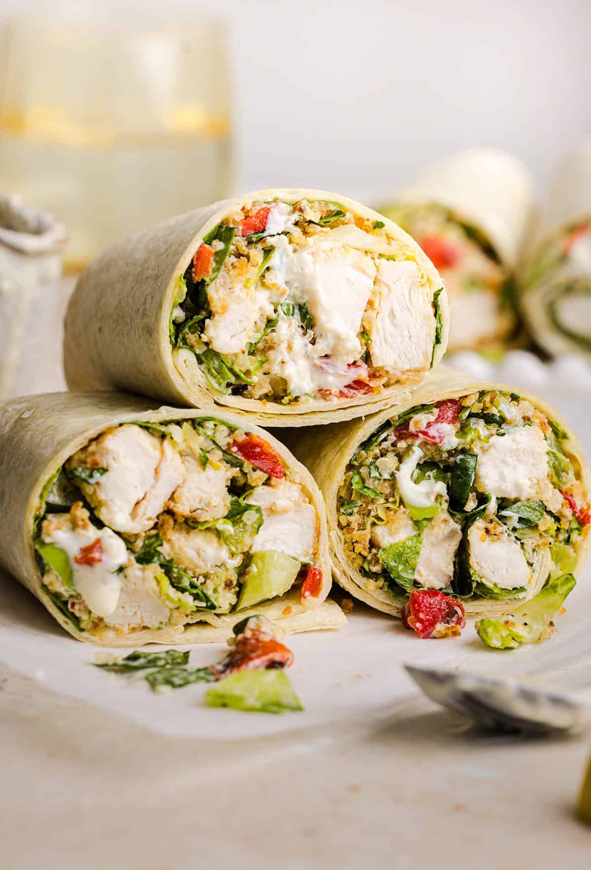 Healthy Chicken Caesar Wraps