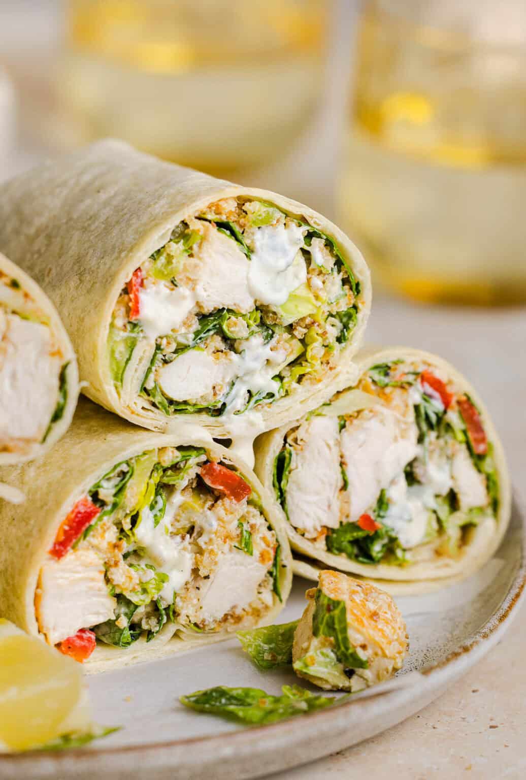 Healthy Chicken Caesar Wraps - Eat Yourself Skinny