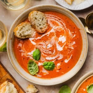 This Creamy Tomato Basil Soup is rich, cozy and full of fresh tomato flavor! Made with San Marzano tomatoes, fresh basil and a touch of creaminess, this easy one-pot soup is the ultimate comfort food. Serve it with crusty bread or a classic grilled cheese for the perfect cozy meal.