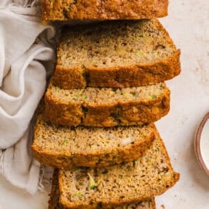 This Healthy Zucchini Banana Bread is soft, moist and perfectly sweet, made with ripe bananas, fresh zucchini and wholesome ingredients. Enjoy as an easy breakfast or nutritious snack!